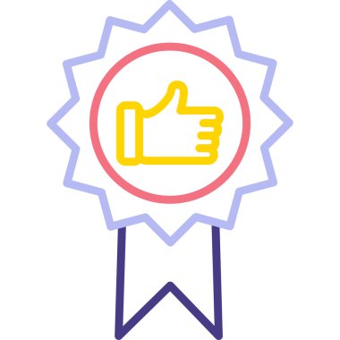 Başparmak Yukarı simgesi ve vektör illüstrasyonuyla En İyi Uygulama Rozeti  