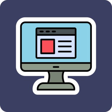 Web sitesi işareti, vektör illüstrasyonlu blog simgesi, bilgisayar ekranı