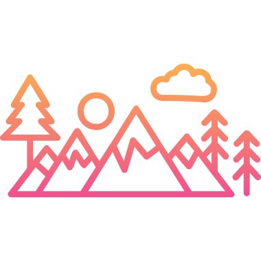 Bir dağ manzarasının vektör çizimi 