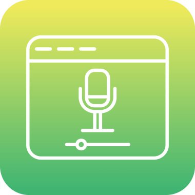 Çevrimiçi Kayıt, mikrofon ikonu vektör illüstrasyonu