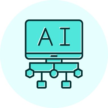 Yapay Zeka. Web simgesi basit illüstrasyon 