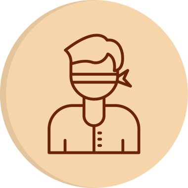 Gözleri bağlı bir adam. Web simgesi vektör illüstrasyonu