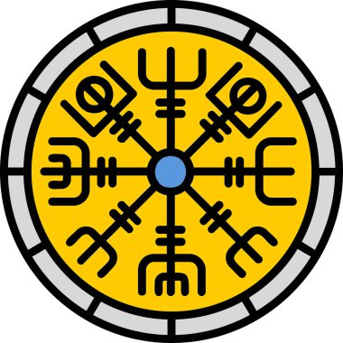 Vegvisir runik pusula simgesi, vektör illüstrasyonu.