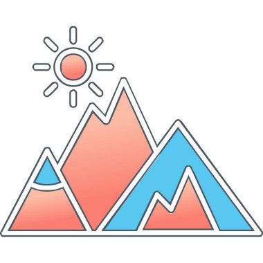 Dağlar. Web simgesi basit illüstrasyon  