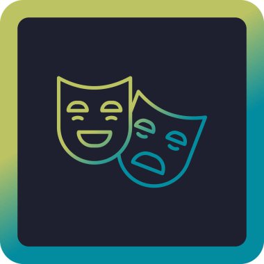 Tiyatro Maskeleri web simgesi, vektör illüstrasyonu 