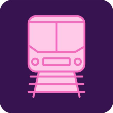 Demiryolu raylarındaki tren simgesi, vektör illüstrasyonu 