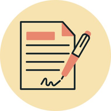 Sözleşme simgesi imzalama, basit vektör illüstrasyonu