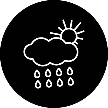 Yağmurlu bir hava. Web simgesi vektör illüstrasyonu 