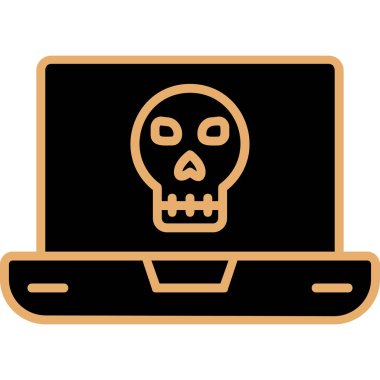 Laptop vektör çiziminde ölü kafatası simgesi