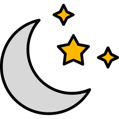 Yıldızlı ay. Web simgesi basit illüstrasyon 