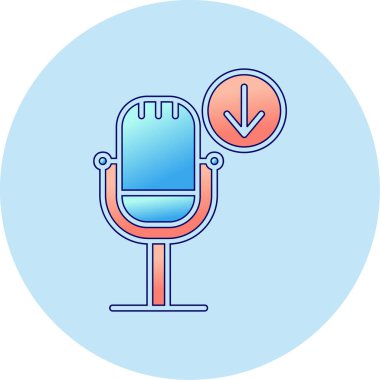 Podcast İndirme. Web simgesi basit illüstrasyon        
