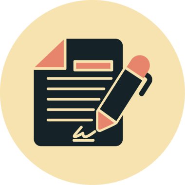 Sözleşme simgesi imzalama, basit vektör illüstrasyonu