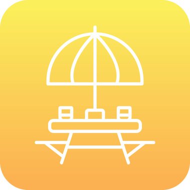 Sahildeki Açık Masa simgesinin vektör çizimi. 