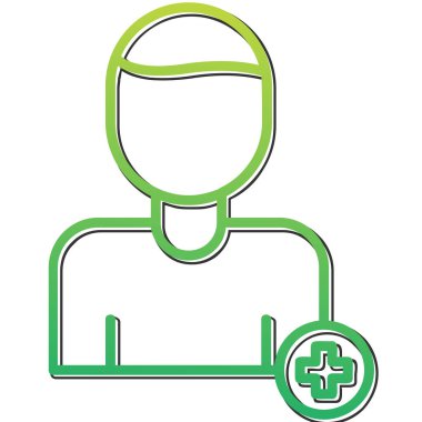 Tıbbi haç simgesi olan adam, vektör illüstrasyonu 