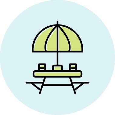 Sahildeki Açık Masa simgesinin vektör çizimi. 