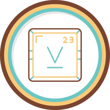Vanadyum periyodik tablo simgesi. Vanadyum sembolü bilimsel vektör kimyasal element