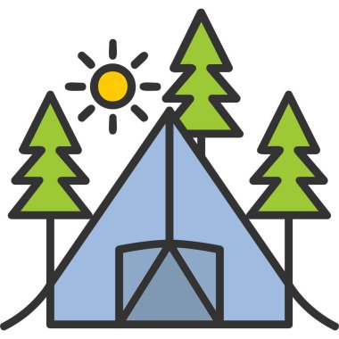 Kamp web simgesi vektör illüstrasyonu