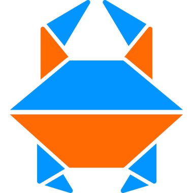 Origami biçiminde yengeç simgesi, vektör illüstrasyonu  