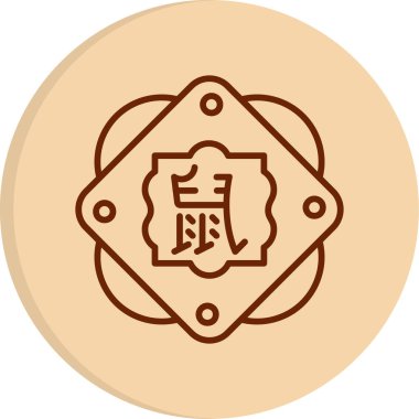 Çin Zodiac fare sembolü, vektör illüstrasyonu