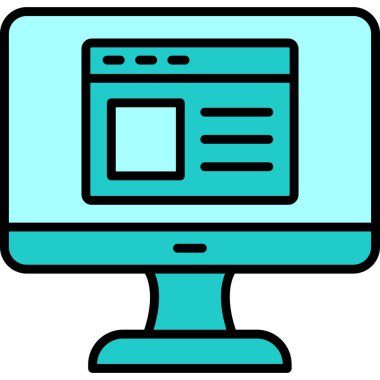 Web sitesi işareti, vektör illüstrasyonlu blog simgesi, bilgisayar ekranı