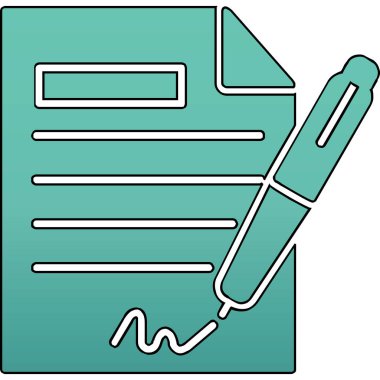 Sözleşme simgesi imzalama, basit vektör illüstrasyonu