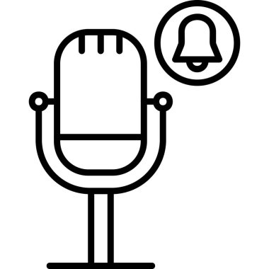 Uyarı işareti olan mikrofon simgesi, vektör illüstrasyonu basit tasarım