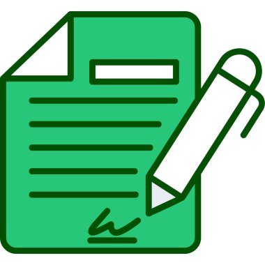 Sözleşme simgesi imzalama, basit vektör illüstrasyonu