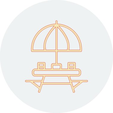 Sahildeki Açık Masa simgesinin vektör çizimi. 