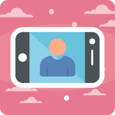 Telefon simgesi vektör illüstrasyonunda selfie