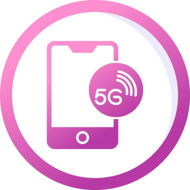 Smartphone 'da 5G Ağı. Renkli Vektör Simgesi