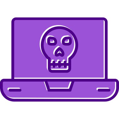 Laptop vektör çiziminde ölü kafatası simgesi