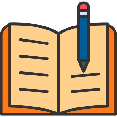 kitap ve kalem ikonu vektör illüstrasyonu