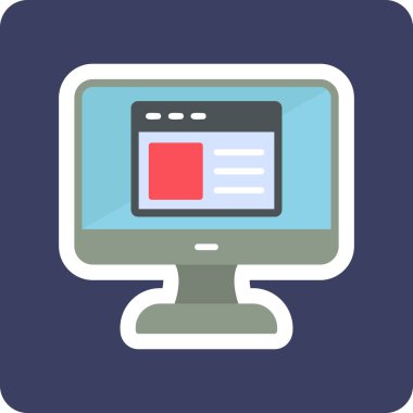 Web sitesi işareti, vektör illüstrasyonlu blog simgesi, bilgisayar ekranı