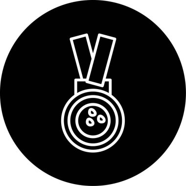 Kurdele ikon vektör illüstrasyonlu madalya 