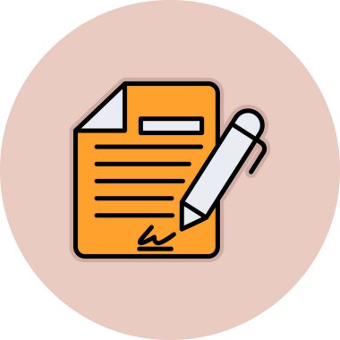 Sözleşme simgesi imzalama, basit vektör illüstrasyonu