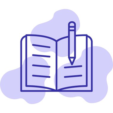 kitap ve kalem ikonu vektör illüstrasyonu