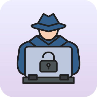 Hacker siber saldırı simgesi, vektör illüstrasyonu