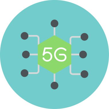 5g ağ vektör simgesi, ağ için renkli şablon