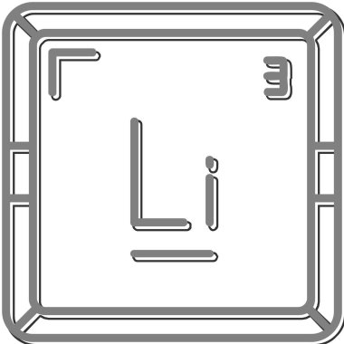 Lityum Li kimyasal element simgesi. Periyodik tablonun kimyasal elementi. Atom numarası ile imzala