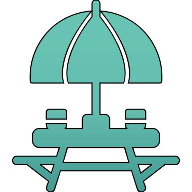 Sahildeki Açık Masa simgesinin vektör çizimi. 