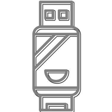 USB Çubuk Kalem Sürücüsü Simgesi, Vektör İllüstrasyonu 