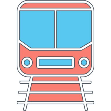 Demiryolu raylarındaki tren simgesi, vektör illüstrasyonu 