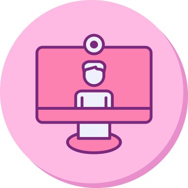 çevrimiçi konferans, illüstrasyon, vektör simgesi