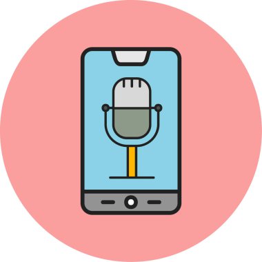 Telefon Kaydı, mikrofon ikonu vektör çizimi