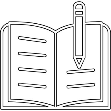 kitap ve kalem ikonu vektör illüstrasyonu