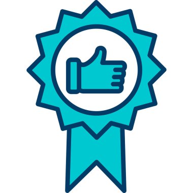 Başparmak Yukarı simgesi ve vektör illüstrasyonuyla En İyi Uygulama Rozeti  