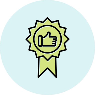 Başparmak Yukarı simgesi ve vektör illüstrasyonuyla En İyi Uygulama Rozeti  