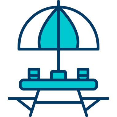 Sahildeki Açık Masa simgesinin vektör çizimi. 