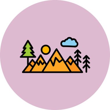 Bir dağ manzarasının vektör çizimi 