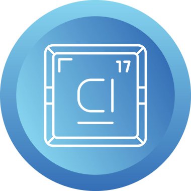 Klor CI kimyasal element simgesi. Periyodik tablonun kimyasal elementi. Atom numarası ile imzala